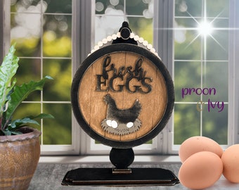 Fresh Eggs, Chicken Decor for Living Room, Chicken Lady Gifts, Egg Decorating, Chicken Eggs Sign