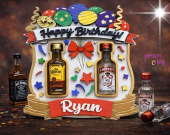 Personalized Alcohol Birthday Gift, Mini Liquor Bottle Holder, Adult Birthday Gift For Him Her Friend