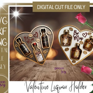 Valentine SVG Laser Cut Files, Alcohol Bottle Gift, Glowforge Valentine Files