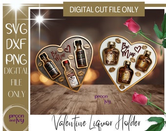 Valentine SVG Laser Cut Files, Alcohol Bottle Gift, Glowforge Valentine Files