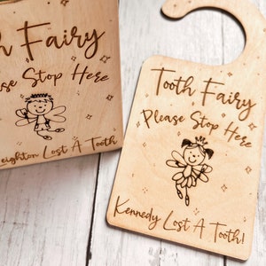Kids tooth Fairy, Boy Tooth Fairy, Girl Tooth Fairy, Lost Tooth, Tooth Fairy Keepsake, Tooth Fairy Door Hanger bild 4
