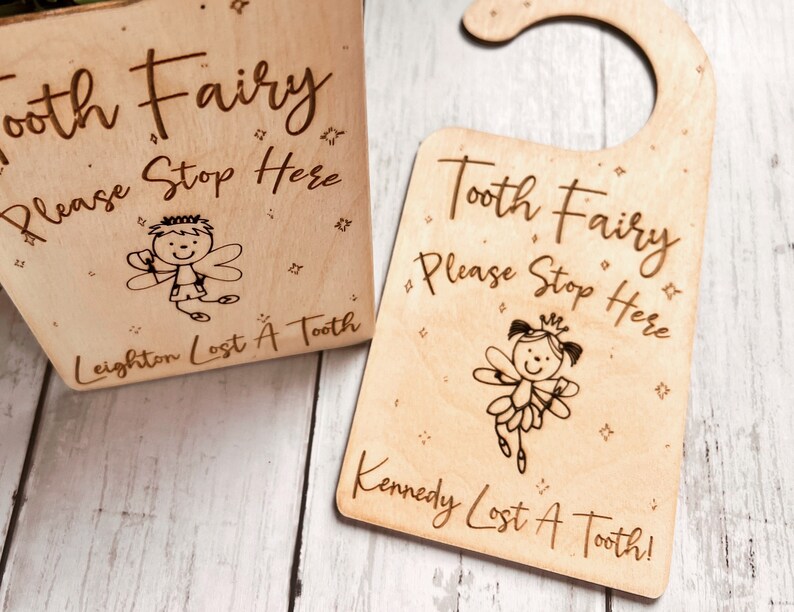 Kids tooth Fairy, Boy Tooth Fairy, Girl Tooth Fairy, Lost Tooth, Tooth Fairy Keepsake, Tooth Fairy Door Hanger bild 4