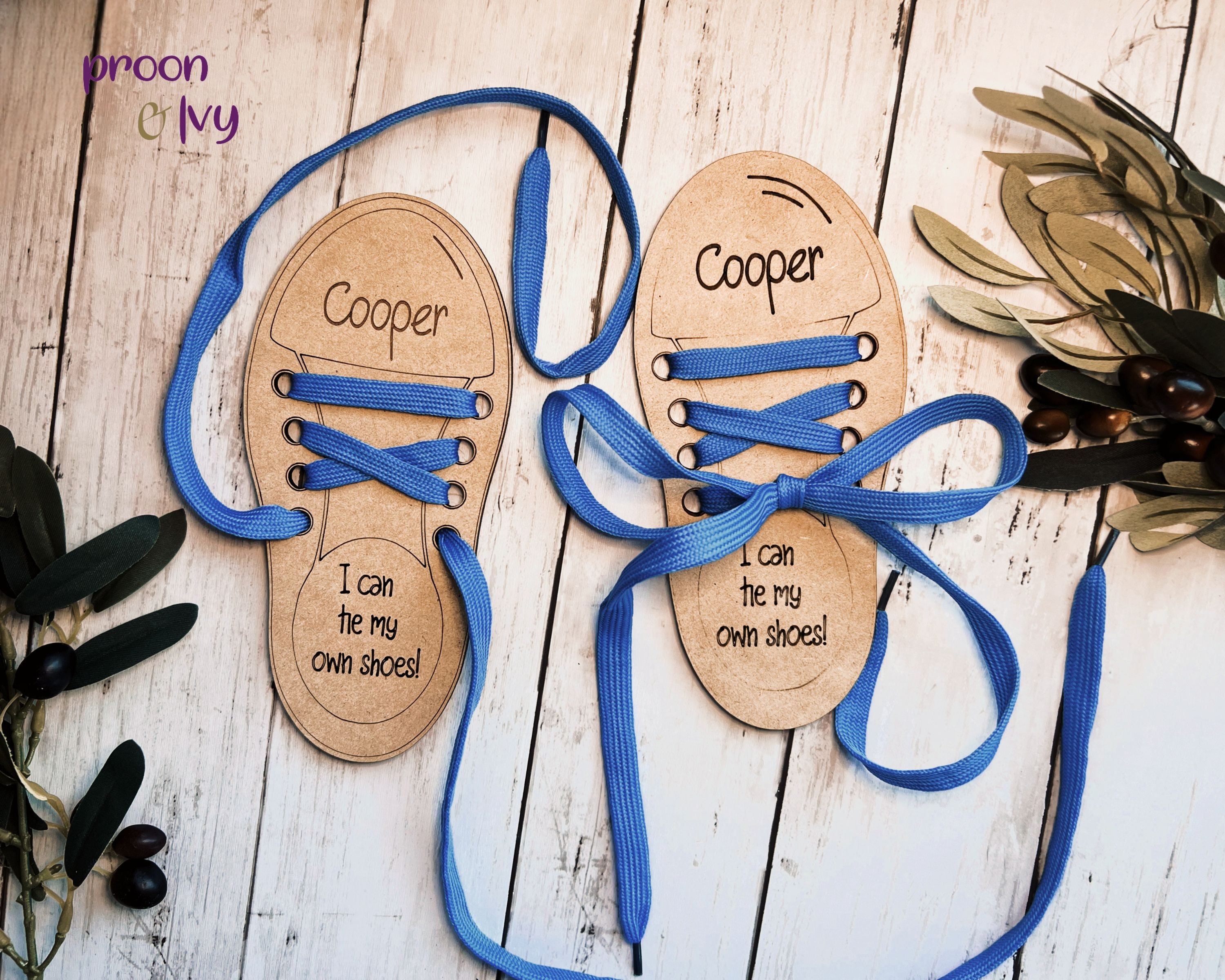 Learn To Tie Shoes Practice Board - 2 Pack Wooden Shoe Tying Trainer For Kids