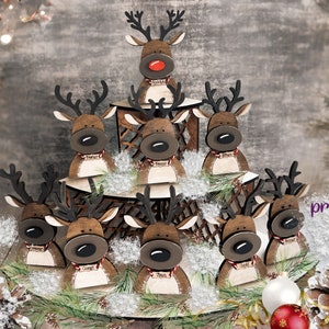 Wood Reindeer, Christmas Tiered Tray Decoration