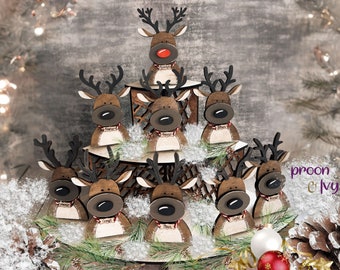 Wood Reindeer, Christmas Tiered Tray Decoration
