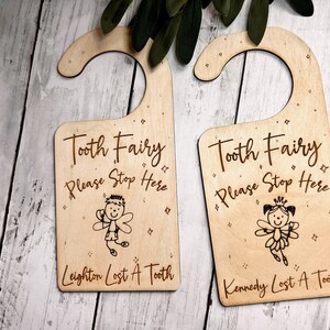 Kids tooth Fairy, Boy Tooth Fairy, Girl Tooth Fairy, Lost Tooth, Tooth Fairy Keepsake, Tooth Fairy Door Hanger bild 3