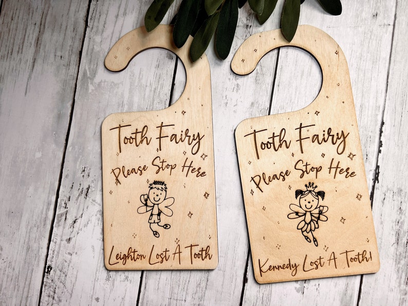 Kids tooth Fairy, Boy Tooth Fairy, Girl Tooth Fairy, Lost Tooth, Tooth Fairy Keepsake, Tooth Fairy Door Hanger bild 3
