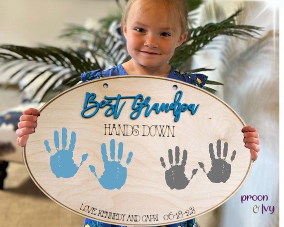 Handprint Keepsake, Gifts for Grandpa from Grandkids, Fathers Day from Dog