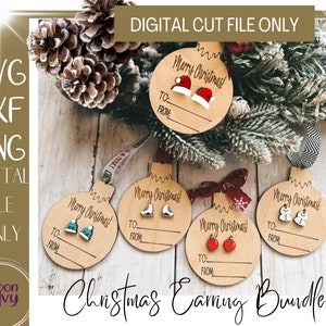 Laser geschnittene Ohrring Dateien Weihnachten, Weihnachten Ohrringe svg Laser, Weihnachten Ohrstecker SVG, Urlaub Ohrringe svg, Ohrringe Laser geschnitten Datei