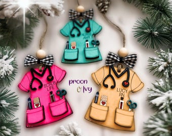 Nurse Scrub Ornament, Personalized Nursing Graduation Gift, New Nurse Gift, Nurse Christmas Ornament,  RN BSN Gift, Nursing Graduation Gift