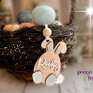 Personalized Bunny Easter Basket Tag Custom Easter Place Card Name Easter Basket Name Charm Kid Easter Basket Child Gift