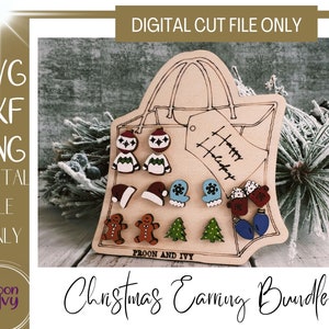 Laser geschnittene Ohrring Dateien Weihnachten, Weihnachten Ohrringe svg Laser, Weihnachten Ohrstecker SVG, Urlaub Ohrringe svg, Ohrringe Laser geschnitten Datei