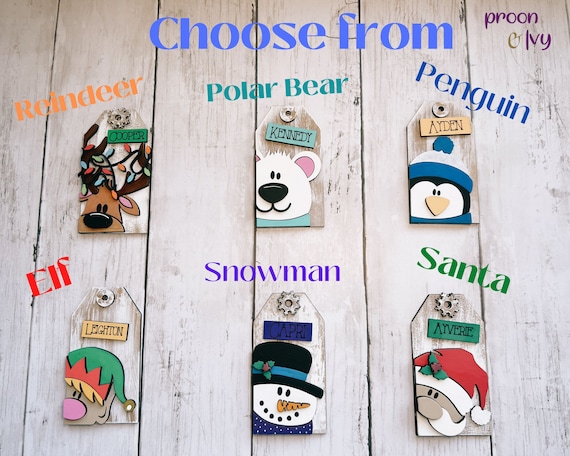 Christmas Gift Tags Wooden, Christmas Present Labels, Reindeer Gift Tags,  Santa Claus Gift Tags, Christmas Gift Tags for Presents 