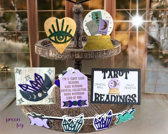 Psychic Decor, Halloween Tiered Tray Decor, Fortune Teller, Crystal Ball Sign