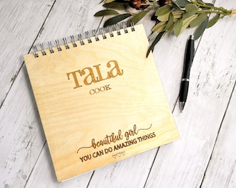 Personalized Sketchbook, Artist Notebook, Wooden Journal, Wood Notebook, Custom Notebook for Kids, Wooden Notebook, Gift for Girls Age 12