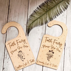 Kids tooth Fairy, Boy Tooth Fairy, Girl Tooth Fairy, Lost Tooth, Tooth Fairy Keepsake, Tooth Fairy Door Hanger bild 1