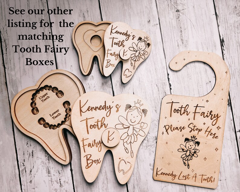 Kids tooth Fairy, Boy Tooth Fairy, Girl Tooth Fairy, Lost Tooth, Tooth Fairy Keepsake, Tooth Fairy Door Hanger bild 10
