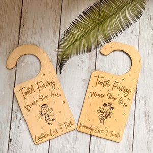 Kids tooth Fairy, Boy Tooth Fairy, Girl Tooth Fairy, Lost Tooth, Tooth Fairy Keepsake, Tooth Fairy Door Hanger bild 7