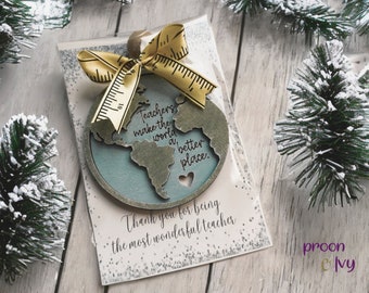 World Globe Map Ornament, Travel Inspired Christmas Ornament, Teacher gifts