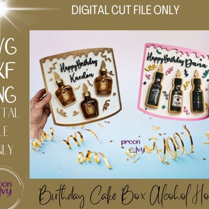 Birthday SVG Laser Cut Files, Alcohol Bottle Gift, Birthday Glowforge