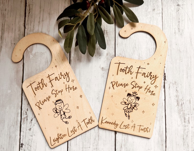 Kids tooth Fairy, Boy Tooth Fairy, Girl Tooth Fairy, Lost Tooth, Tooth Fairy Keepsake, Tooth Fairy Door Hanger bild 2