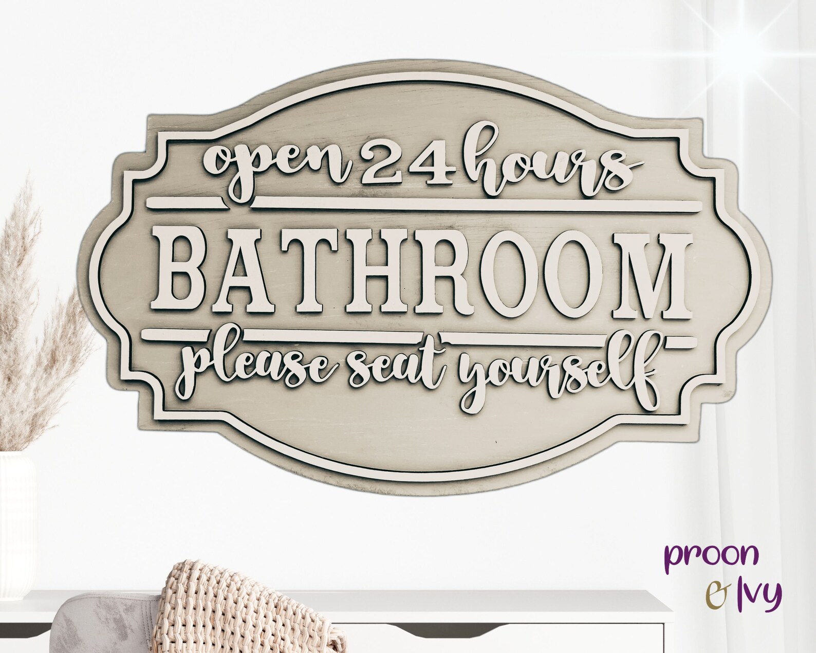 Bathroom Door Sign Restroom Decor Wall Art Bathroom Painted - Etsy