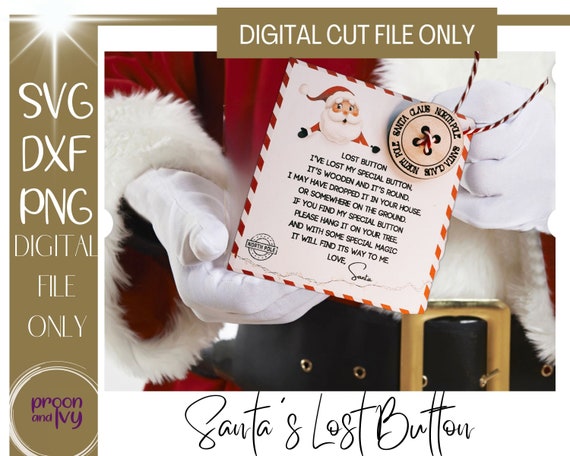 Santas Button, SVG Santa Button, Christmas Traditions for Kids, Christmas Magic Svg, Christmas Eve Traditions Laser Cut File