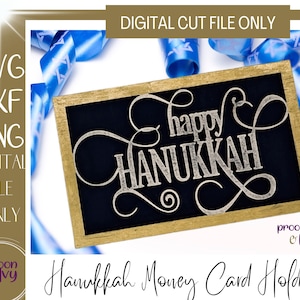 Cartes de Hanoukka, Porte-cadeau Fichier SVG, Cadeaux juifs pour enfants, Porte-argent SVG, Porte-carte cadeau laser, Porte-carte cadeau Hanoukka