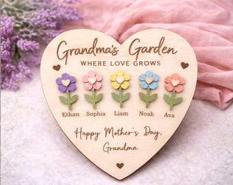 Grandma Garden Magnet, Personalized Mother’s Day Gift, Custom Grandma Gift, Nana Keepsake, Flower Magnet, Auntie Gift