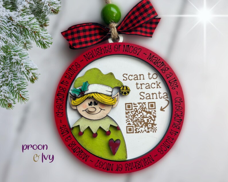 Santa Tracker Ornament, QR Code Santa Tracking, QR Code Ornament ...