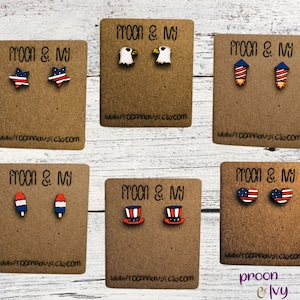 Earrings 4th of July, Fourth of July Earrings, Independence Day Stud earrings, American Flag Earrings, Gift for Friend