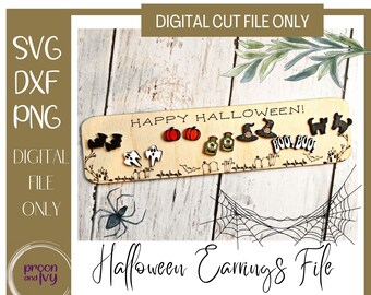 Wooden Earrings SVG- Laser Cut Earring Files, Halloween Earrings SVG, Halloween Stud SVG, Fall Earrings Svg, Earrings Laser Cut File