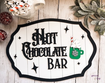 Hot Chocolate Decor, Hot Cocoa Sign, Cocoa Bar Decor, Indoor Christmas Sign, Christmas Hot Cocoa Bar, Simple Farmhouse Wall Art, Hot Cocoa