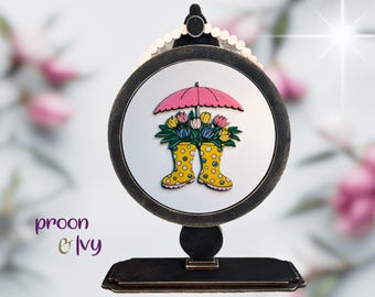 Spring Rain Boots Sign Insert, 6 Inch Interchangeable Sign, Easter Decor, Flower Rain boot Decor