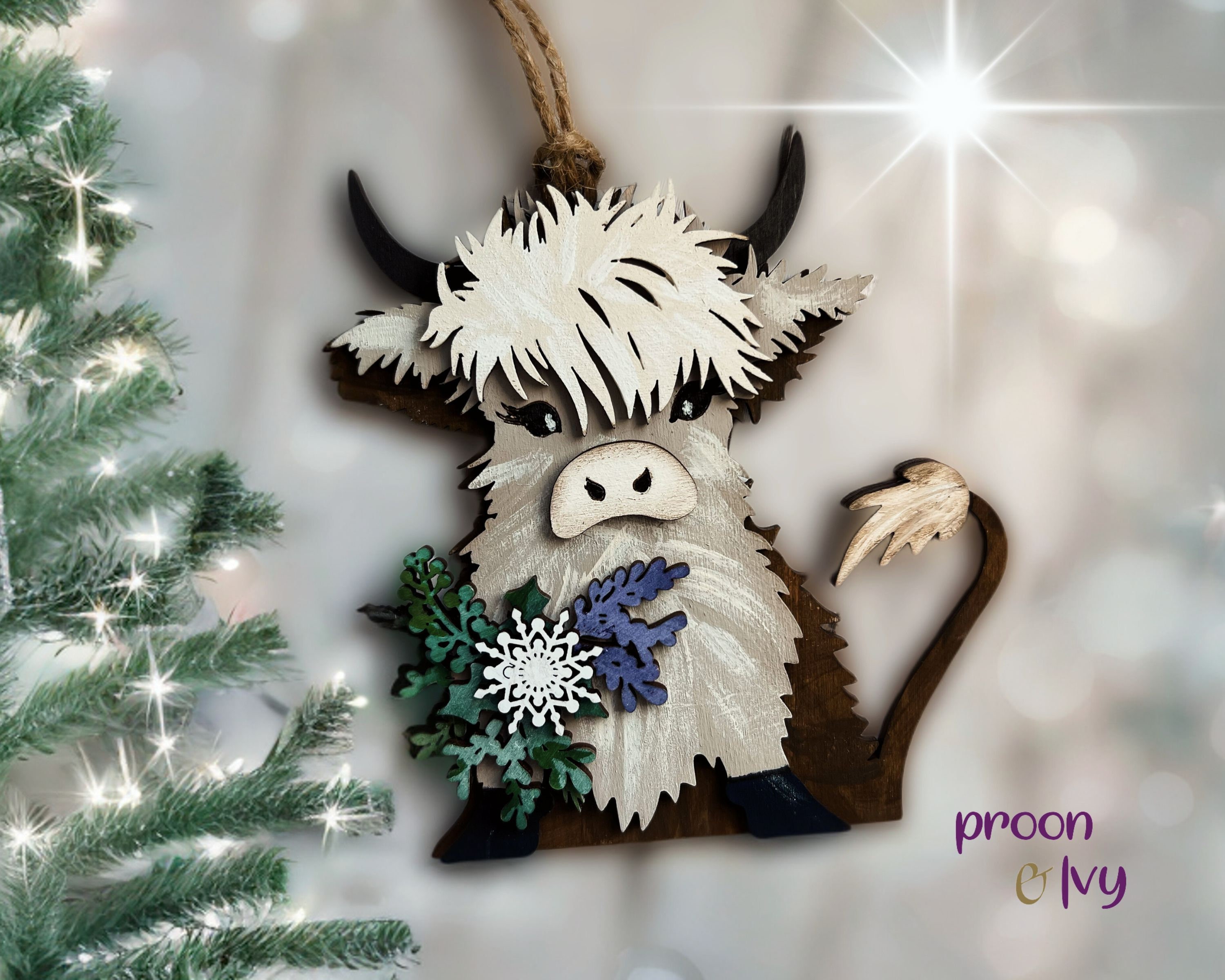 Personalized Highland Cow Christmas Ornament 2025 - Custom Laser Engraved Kids Gift