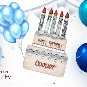 Custom Money Holder, Wooden Birthday Cake, Cash Gift Holder