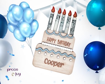 Custom Money Holder, Wooden Birthday Cake, Cash Gift Holder