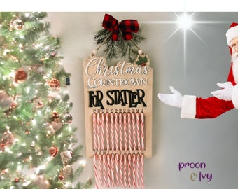 Candy Cane Advent Calendar, Christmas Countdown, Candy Cane Countdown, Personalized Christmas Advent Calendar for Kids