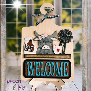 Farmhouse Shelf Decorations, Highland Cow Kitchen Decor,  Gift For Cow Lover