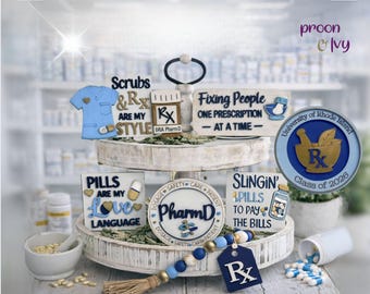 Pharmacist Sign, Pharmacologist Decorations, Doctor of Pharmacy Graduation Gift for Her, Pharm D Tiered Tray