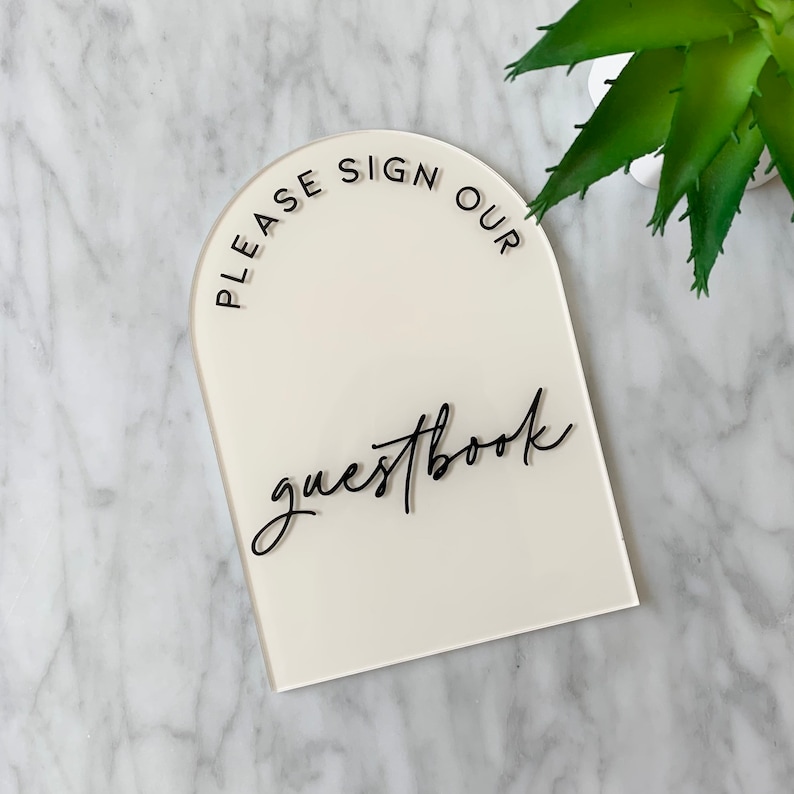 guestbook arch table sign  guestbook sign  modern script image 1