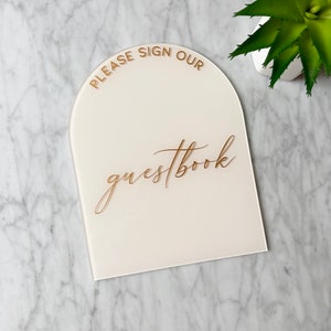 guestbook arch table sign | guestbook sign | modern script acrylic wedding sign | wedding tabletop signs | modern guestbook sign