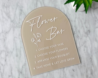 acrylic flower bar sign | arched flower bar sign | modern acrylic bridal shower sign | bridal shower signs | bridal shower flower bar