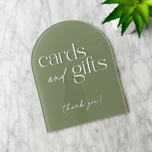 cards & gifts arch table sign - abigail | gift and cards sign | modern script acrylic wedding sign | favors signs | wedding tabletop signs