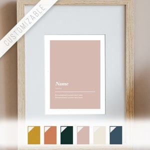 Personalized Name Meaning Print | Customizable Color | Name Definition Poster | Baby Name Wall Art | Word Print | Digital Download