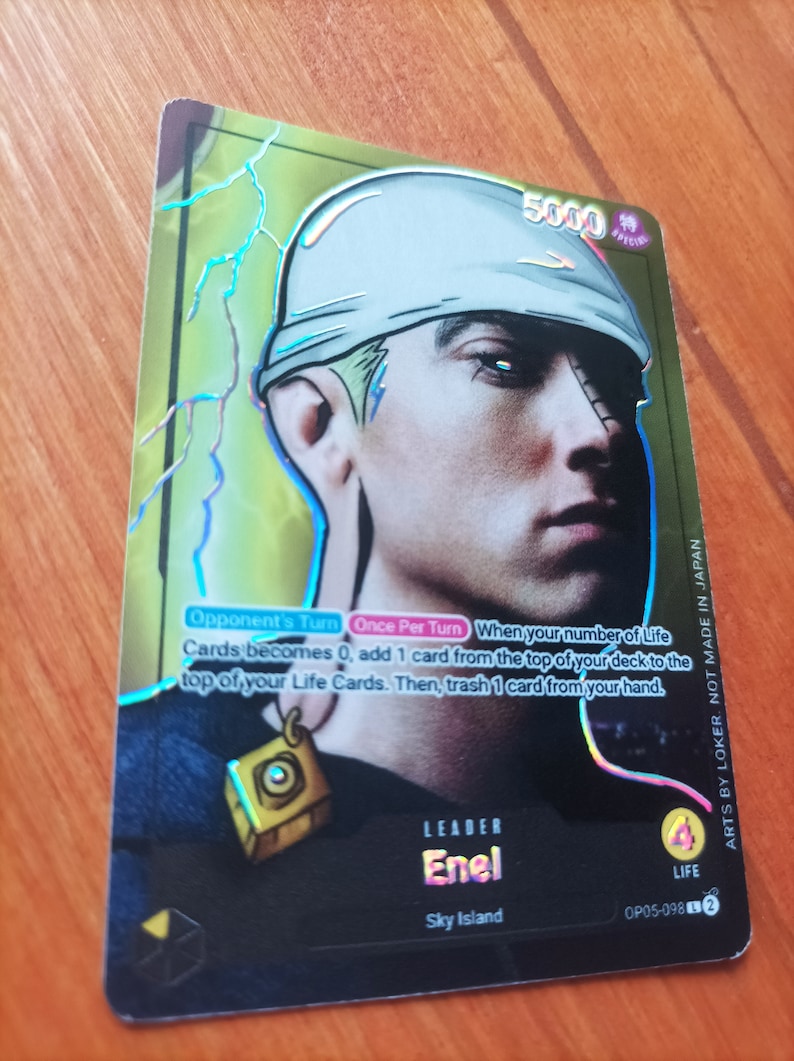 Enel eminem One Piece TCG Custom Alt Art Leader foil & emboss Etsy