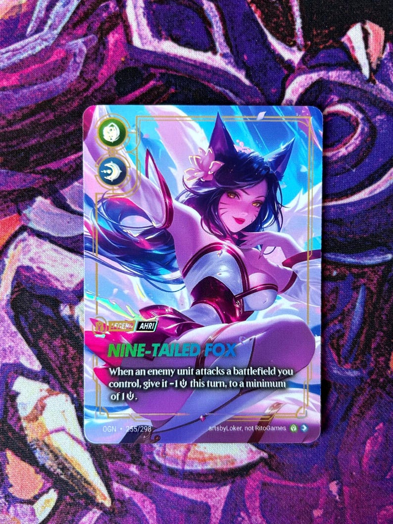 Ahri Riftbound Tft Ahri - Riftbound TCG Custom Alt Art Legend Card *foil* & *emboss* - Etsy
