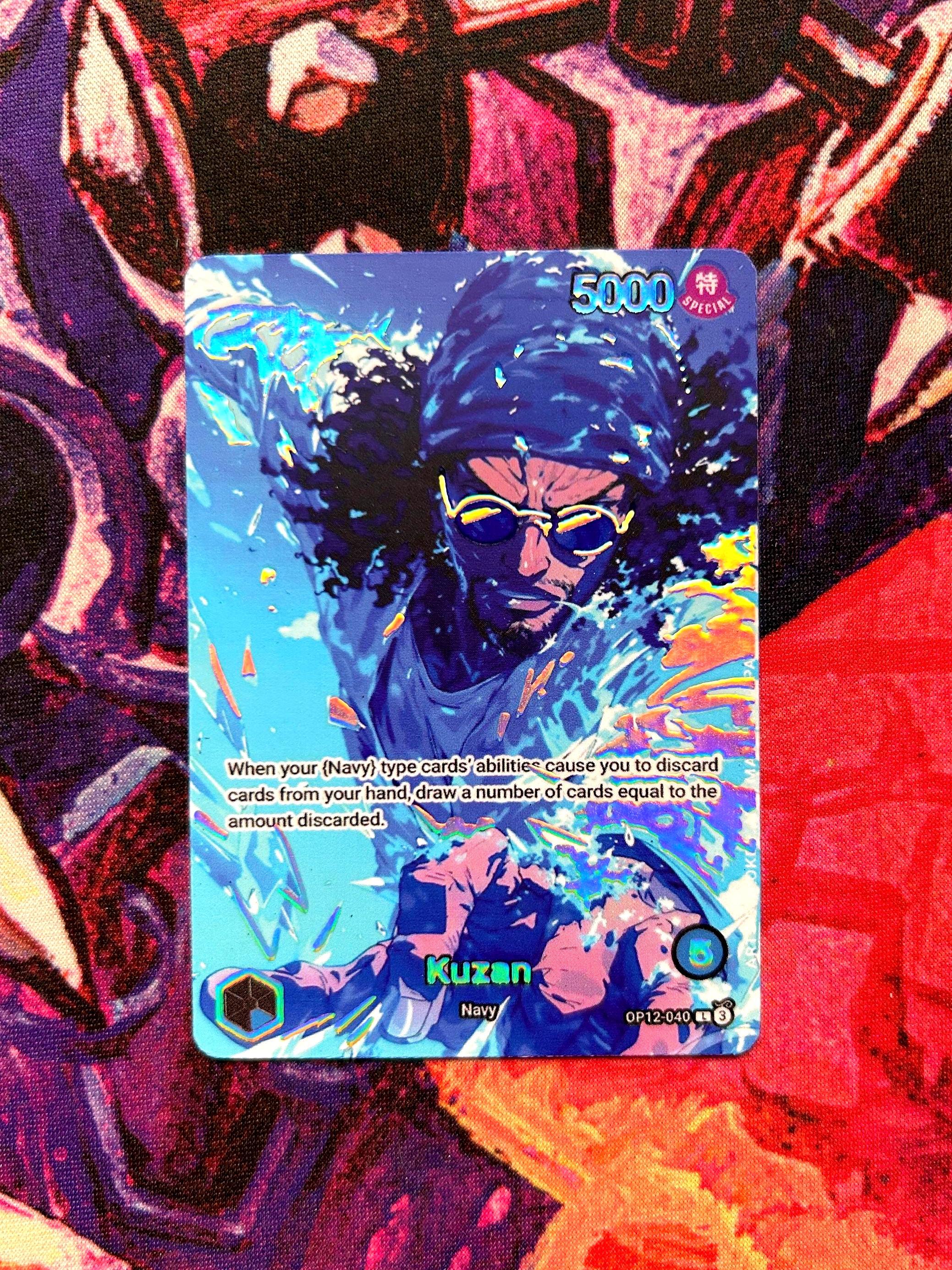 Kuzan - One Piece TCG Custom Alt Art Leader *foil* & *emboss* - Etsy