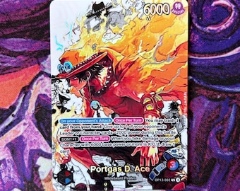 OP13 Ace - One Piece TCG Custom Alt Art Leader *Foil* & *Emboss*