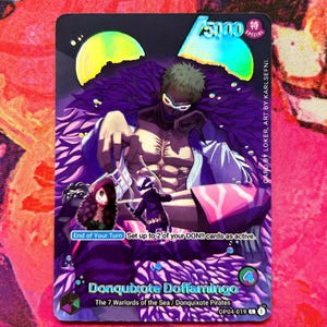 G+P Doflamingo OP04 - One Piece TCG Custom Alt Art Leader *Foil* &  *Emboss*
